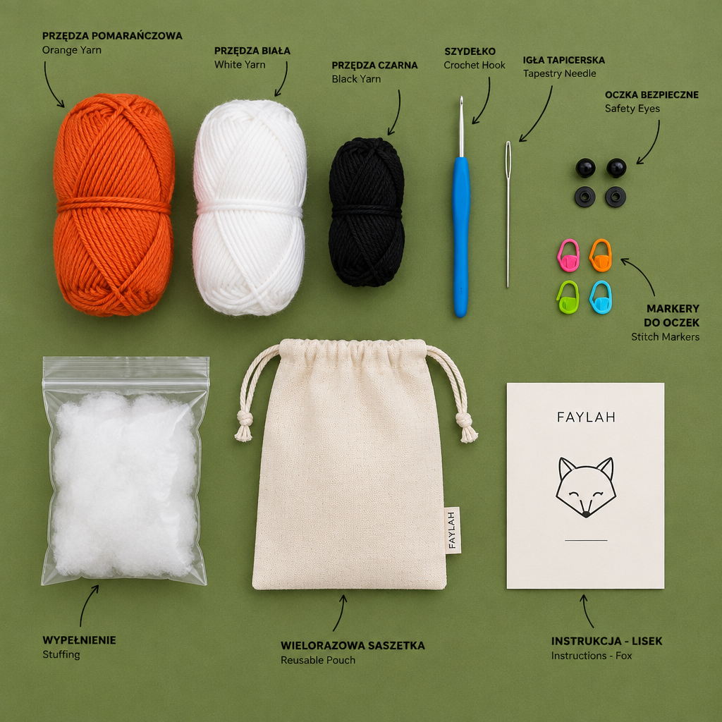 Zestaw do Szydełkowania Lisek – DIY Amigurumi dla Początkujących